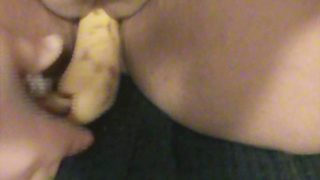 girl fucks her self with banana