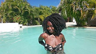 Stunning Ebony Model, poolside teaser!, damn Mrs Cookie Brownie is FIRE!!!