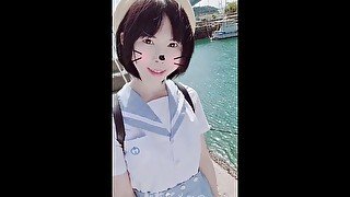 【水色セーラーワンピ01】臨海学校に来ていた女の子の後をつけて隠し撮りからのねっとりなめまわし撮り