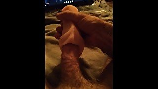 first time fucking a pocket pussy and a cum shot...damn it feels good