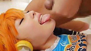 Orange-haired cheerleader enjoys sensual sex - Japanese cosplay