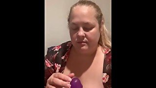 BBW sucking and licking dildo