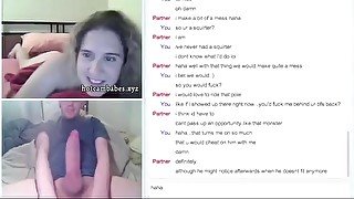 Cute girl masturbates together with fan