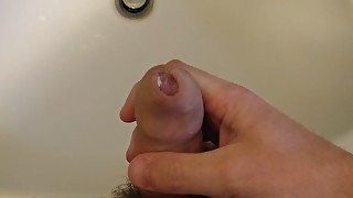 Horny boy wanking precum + cum