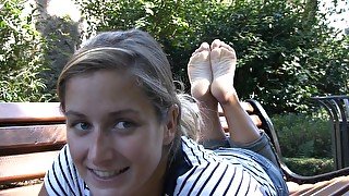 French barefeet blue eyed girl