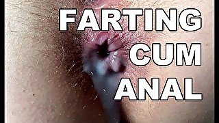 ⭐ FARTING CUM ANAL. SQUIRTING HAIRY ANAL ORGASM. FART ASSHOLE CLOSE UP CREAMPIE.