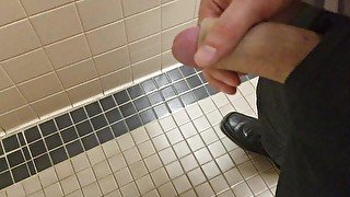 Super Hot Stud Shoots MASSIVE LOAD in Public Restroom