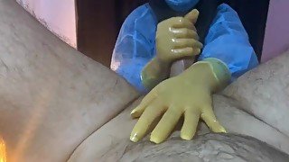 Elbow Length Latex Surgical Gloves Examination.