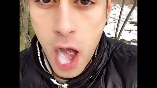 Cum play on tongue and swallowing load from cruiser