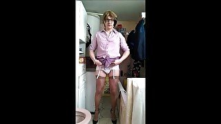 Patty Crossdresser purple outfit white underwear