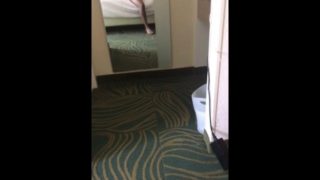 Young guy uses Fleshlight in hotelroom