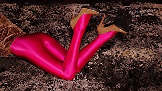 710 Neon pink spandex pantyhose