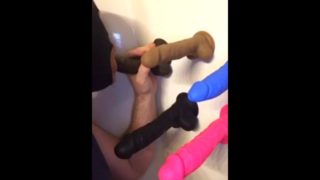 Solo Male Quarantined at Home Puts On Show Throating Dildos & Eats His Cum.