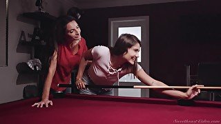 Lesbian love making on the pool table - Adria Rae and Silvia Saige