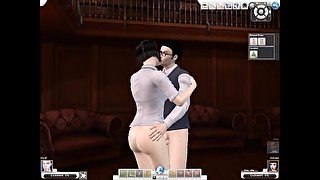 Professor fucks his transsexual student in the library  Porno game