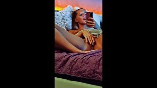 I caress my wet pussy in the mirror, I want to feel a hard cock inside me - White Chery