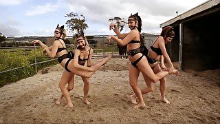 Four Sexy Ponygirls Dancing