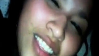 Cute amature asian teen gets a mouthful