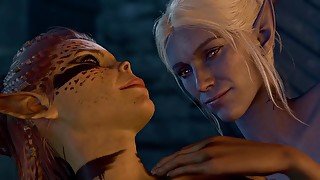 Baldur's Gate 3 (bg3) Lae'zel and Minthara Romance Scene