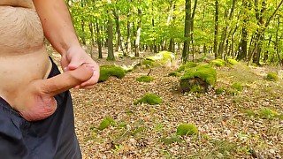 Cumming in lovely forest