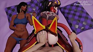 Fucking Mercy While Fingering Her Tight Ass - Ent_Duke