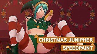 CHRISTMAS SPEED DRAWING: JUNIPHER AS AN ELF