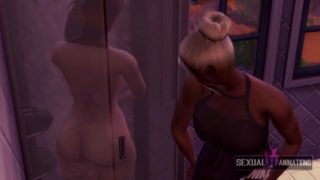 My Lesbian Roommate Spies on me While I Shower and Lick my Pussy - Sexual Hot Animations