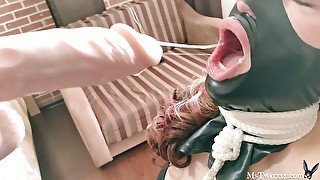 Stranger hard play pussy bound girl and face fuck dildo - soft BDSM