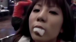 Yioung asians swallowing with pleasure