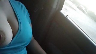 Showing boobs in taxi