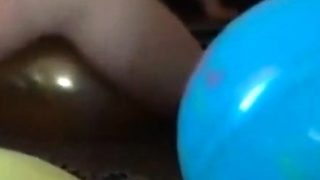 Balloon play popping humping cum