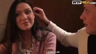 Gorgeous brunette Russian Rita Elizabeth is giving head