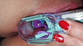 vibrating egg in vagina opened by speculum causes intense orgasms