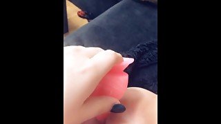 April plays with pink dildo 😈✨