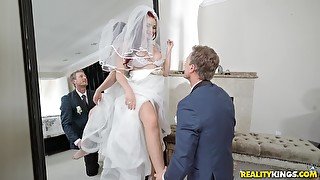 Redhead bride to be Skyla Novea forced to fuck a stranger