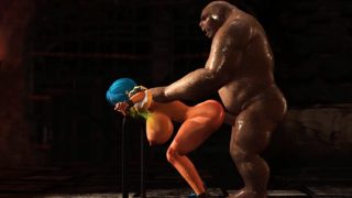 Beautiful female elf gets fucked by the big ogre in dungeon