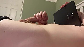 Solo boy watching porn, edging and cumshot