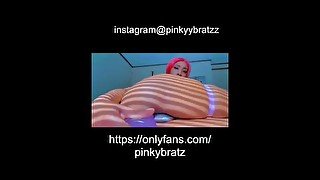 Tight ebony  pussy creams on her new dildo Instagram@pinkyybratzz (ONLYFANS)