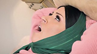 Lovely Muslim babe is playing with husband's prick