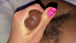 Interracial Handjob Big Black Dick Pink Nails