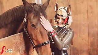 Catsuits Girls Horse Latex