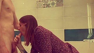 Spooky Boogie brunnette teen is fucked and swallowed cum by Plumber Amateur Oral Creampie 4K