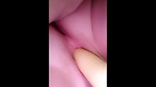 Tiny Wet Teen Pussy Can’t Fit Long Vibrator In Her Tight Hole But Still Gets Herself Off