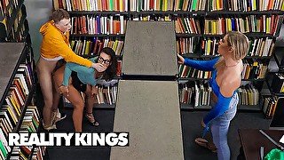 REALITY KINGS - Hot Librarian Mandy Waters Fucks Jimmy Michaels While His GF Is Reading A Book