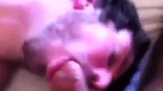 Buddy sucking my cock and balls and I cum on his face