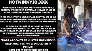 Post apocalypse hunter Hotkinkyjo self anal fisting & prolapse in public