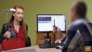 LOAN4K. Huge boobed red haired pays with xxx for development of her business