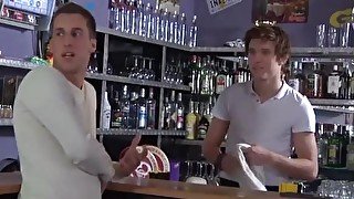 Hot bartender fucks his horny customer