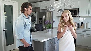 Dazzling blonde beauty cheats on BF with neighbor