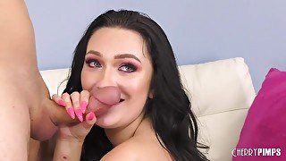 Black Hair Babe Masturbates With Hitachi Before Hardcore Live Sex